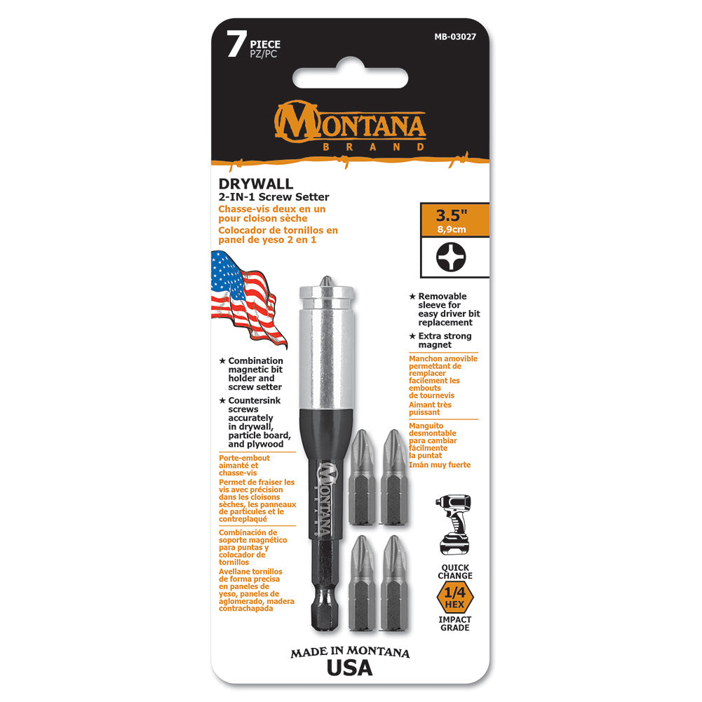 Montana 7 Piece 2-IN-1 Drywall Screw Setter USA Made