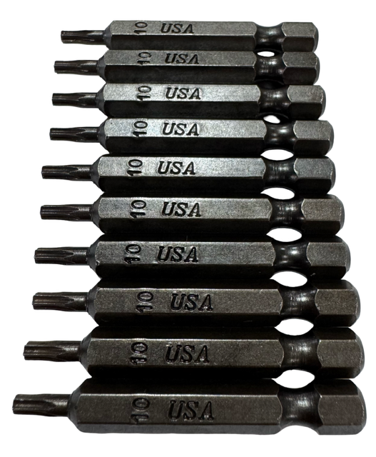Montana T10 Impact Ready Torx Screw Driver Bits 2" Overall 10 Pack USA Made