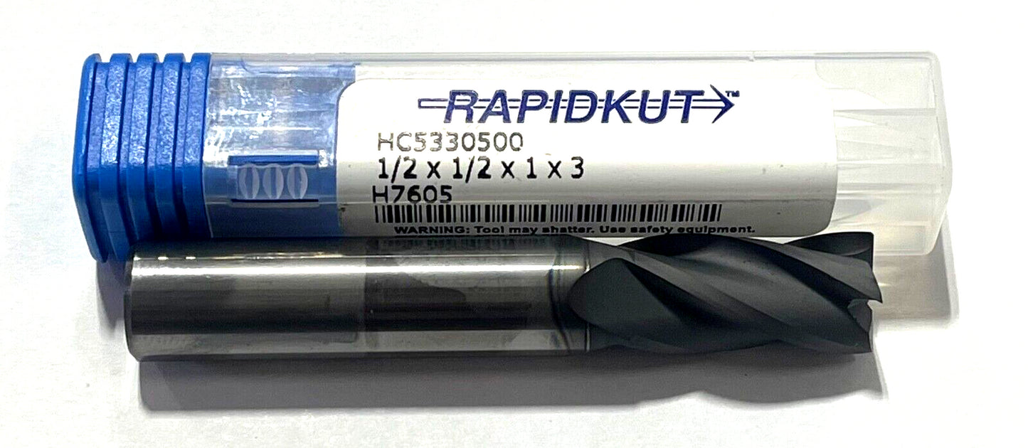 RapidKut 1/2" Carbide End Mill Diamond Coating .020" Corner Radius 4 Flute USA