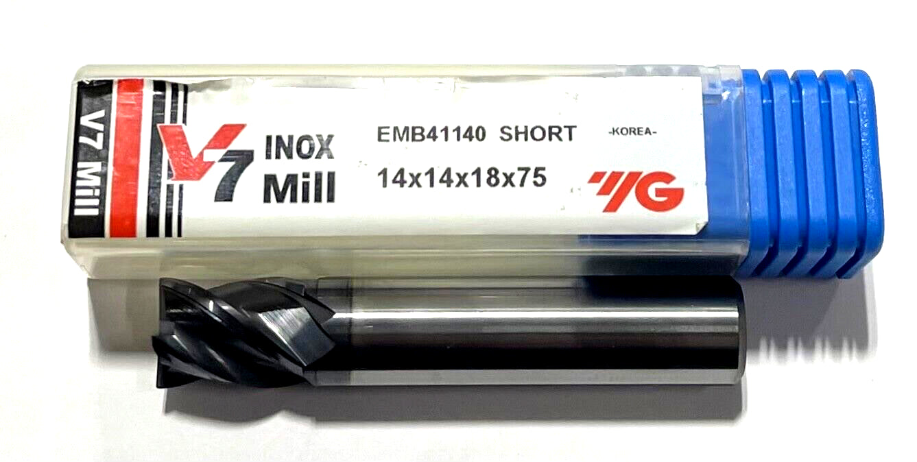 YG 14mm Carbide End Mill Short Length AlTiN Coating V7 INOX Mill 4FL EMB41140