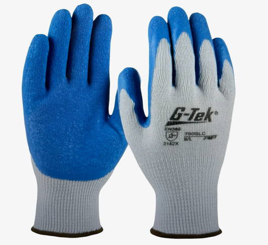 West Chester Latex Palm Coated Gloves Large Blue/Gray 10 Gauge Knit Shell 1 Dozen