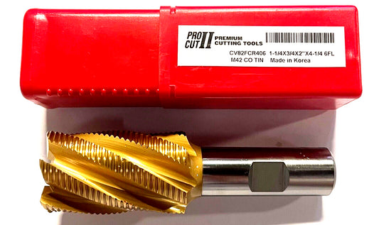 ProCut 1-1/4" Cobalt M42 Roughing End Mill Tin Coated Fine Pitch 6 Flute