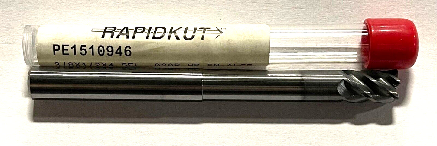 RapidKut 3/8" Carbide End Mill 5FL Necked AlCrN .020 Radius High Performance USA