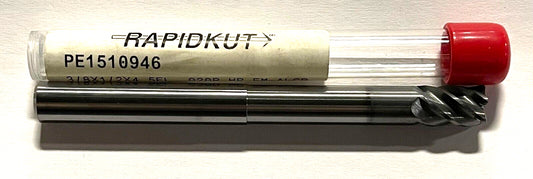 RapidKut 3/8" Carbide End Mill 5FL Necked AlCrN .020 Radius High Performance USA