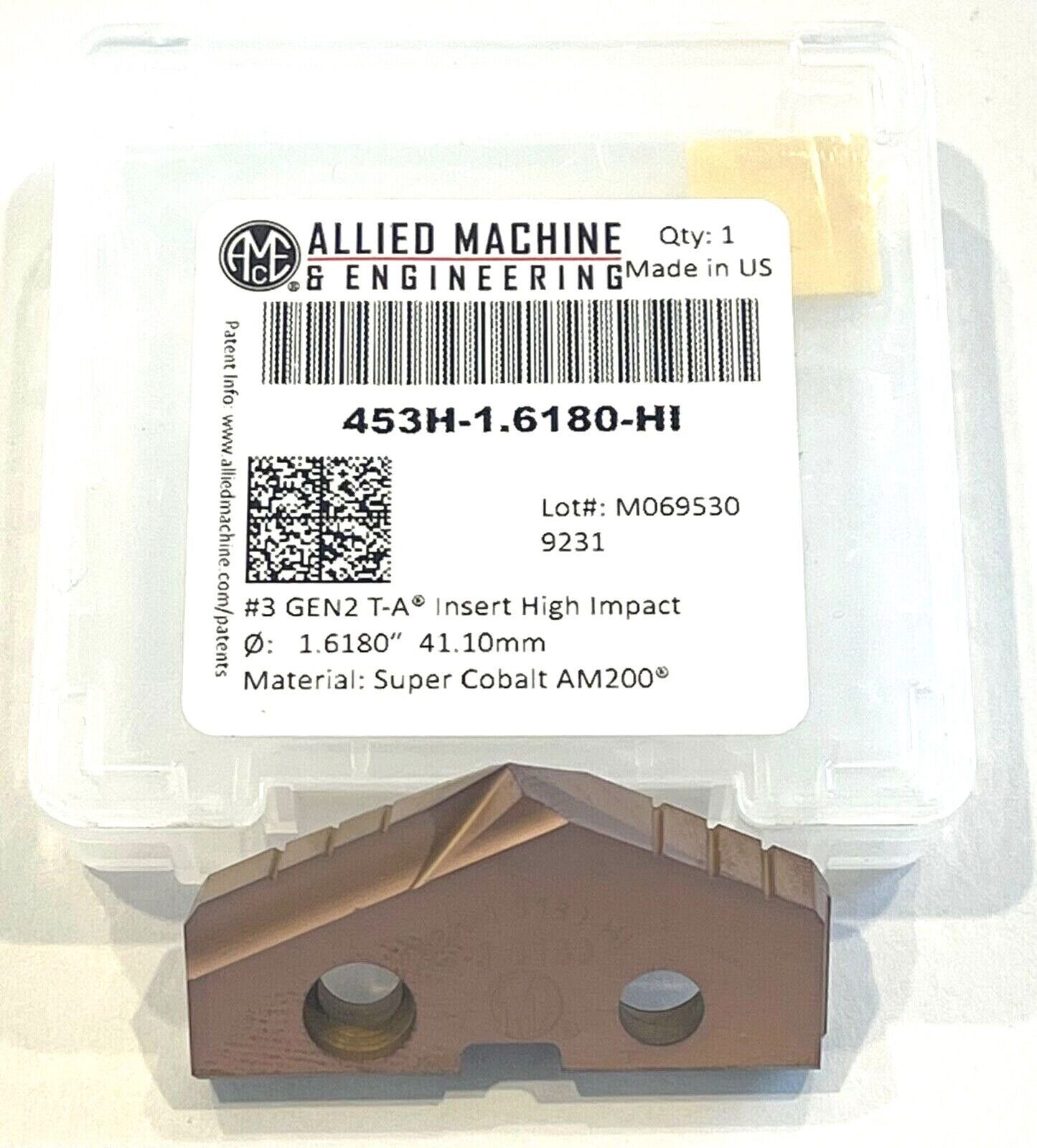 Allied Machine 1.6180" Super Cobalt AM200 T-A Drill Insert Series 3 High Impact