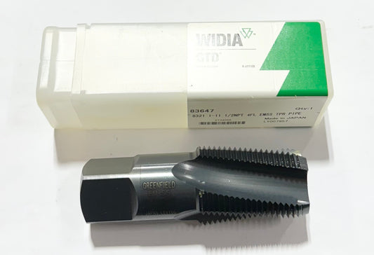 Widia 1 - 11 1/2NPT EM-SS Spiral Flute Pipe Taps 4 Flute Taper Black Oxide