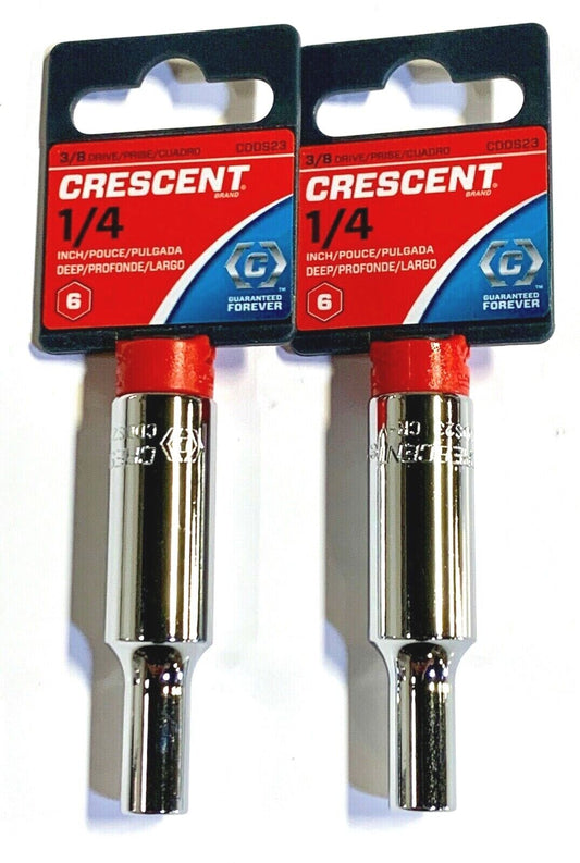 Crescent 3/8" Drive 6 Point Deep SAE Socket 1/4" CDDS23 2 Pack