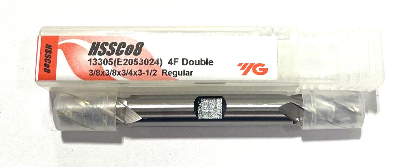 YG 3/8" HSSCo8 Double End Mill 4 Flute Regular Length