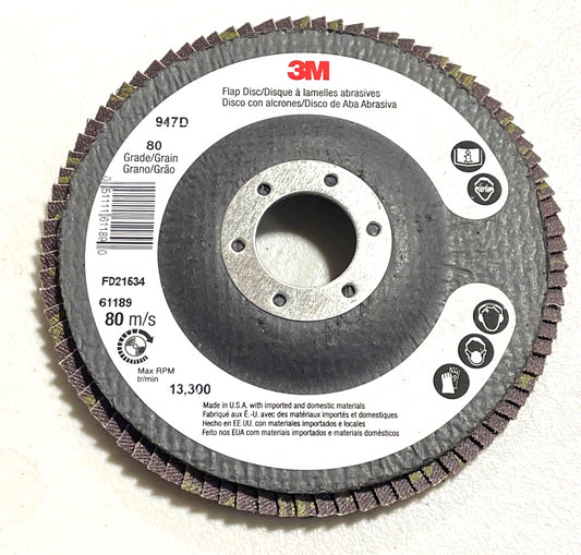 3M Cubitron 4-1/2" x 7/8" Flap Disc 80 Grit Medium Grade 947D 10 Pack