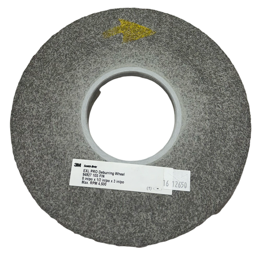 3M 8" x 1/2" x 3" EXL PRO Deburring Wheel 10S FIN