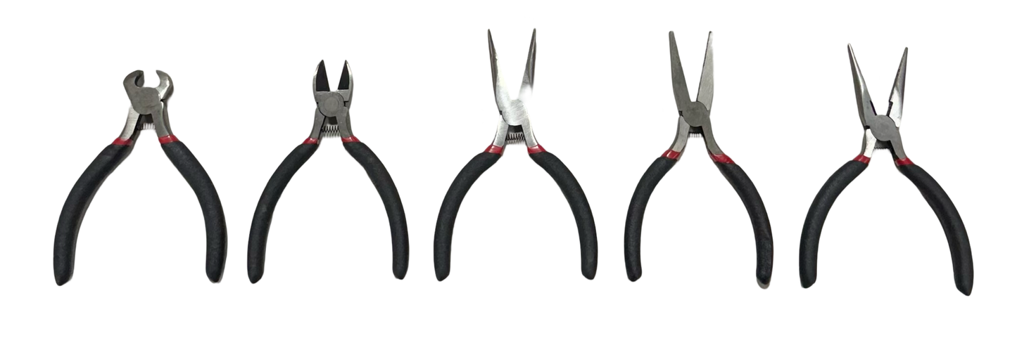 5 Piece Mini Pliers Set Long Nose Diagonal End Nipper Flat Nose Bent Nose