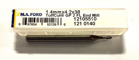 M.A. Ford 1.4mm Carbide End Mill TuffCut 2 Flute USA Made 52128