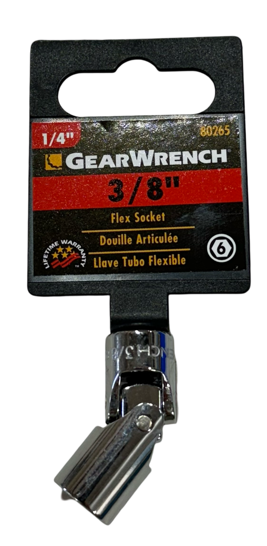 GearWrench 1/4" Drive 3/8" SAE Flex Socket 6 Point 80265