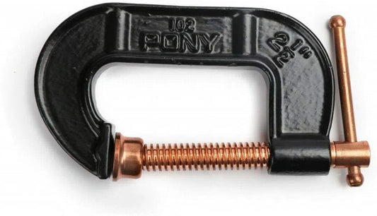 Pony 2-1/2" Carriage C-Clamp 1-3/4" Depth Copper Plated Screw Handle Swivel #102
