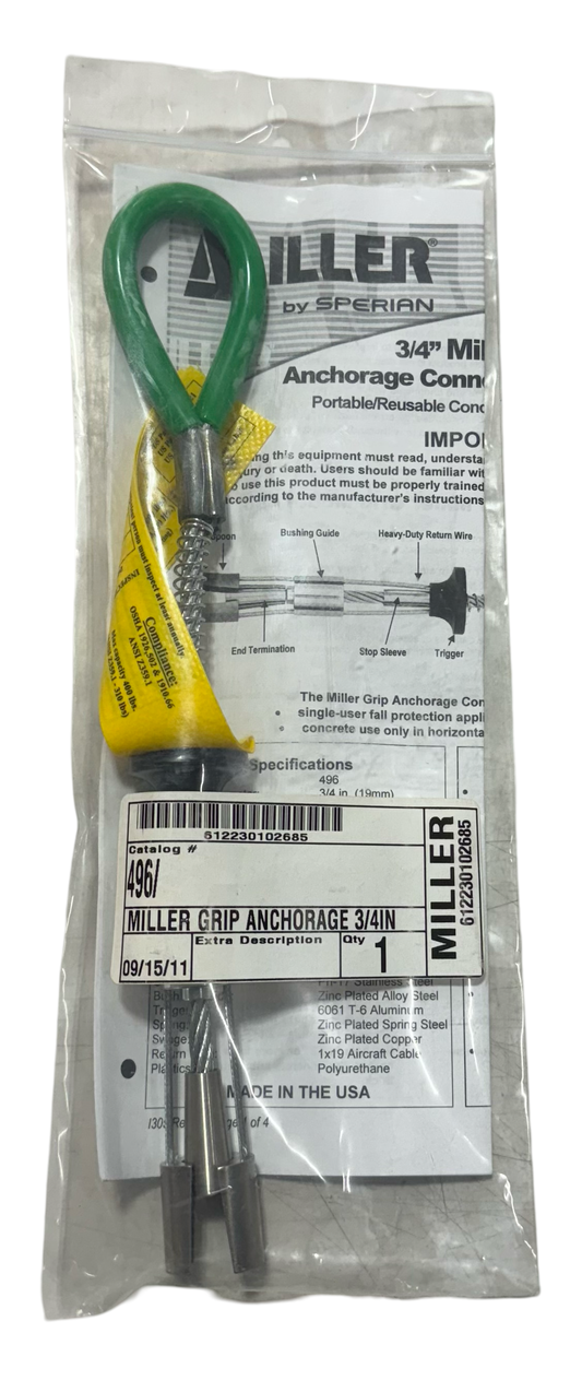 Miller 3/4" Grip Portable/Reusable Concrete Anchorage Connector