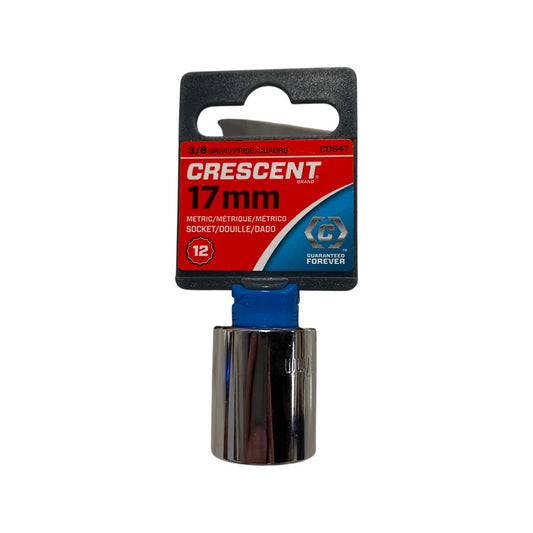 Crescent 3/8" Drive 17mm Socket 12 Point Full Polish Chrome Metric Socket