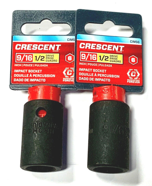 Crescent 1/2" Drive 9/16" Impact Socket Standard 6 Point 2 Pack CIMS6