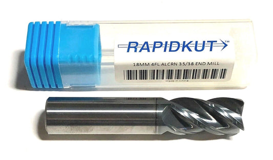 Rapidkut 18mm Carbide End Mill ALCRN Coated 4 Flute Helix