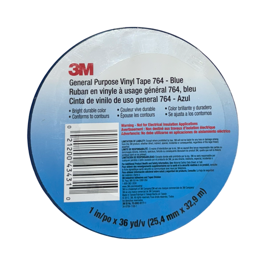 3M 764 General Purpose Vinyl Tape 1" x 36 yd Blue 43431