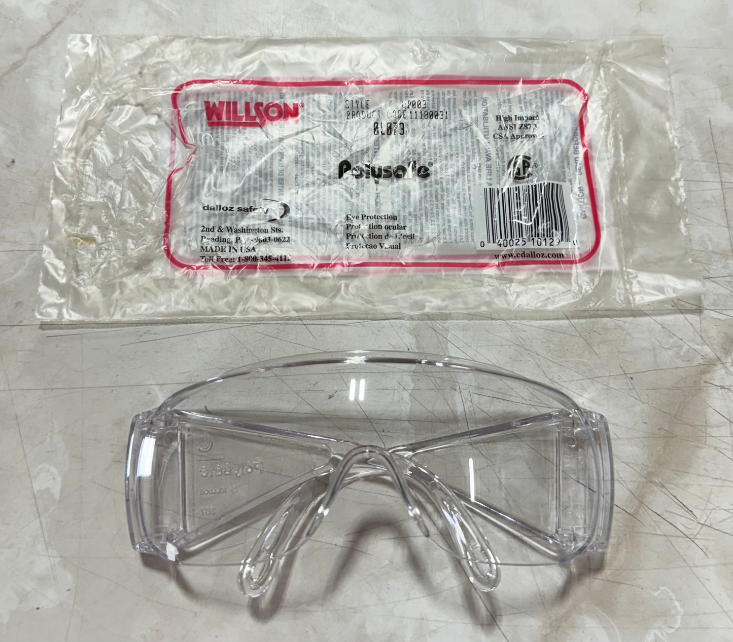 Willson Polysafe High Impact Safety Glasses Eye Protection