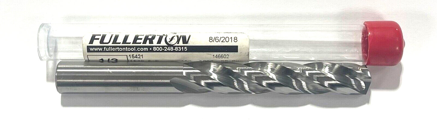 Fullerton 1/2" Solid Carbide Drill 5xD 3 Flute 150Â° Point USA Made 15421