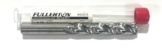 Fullerton 1/2" Solid Carbide Drill 5xD 3 Flute 150Â° Point USA Made 15421