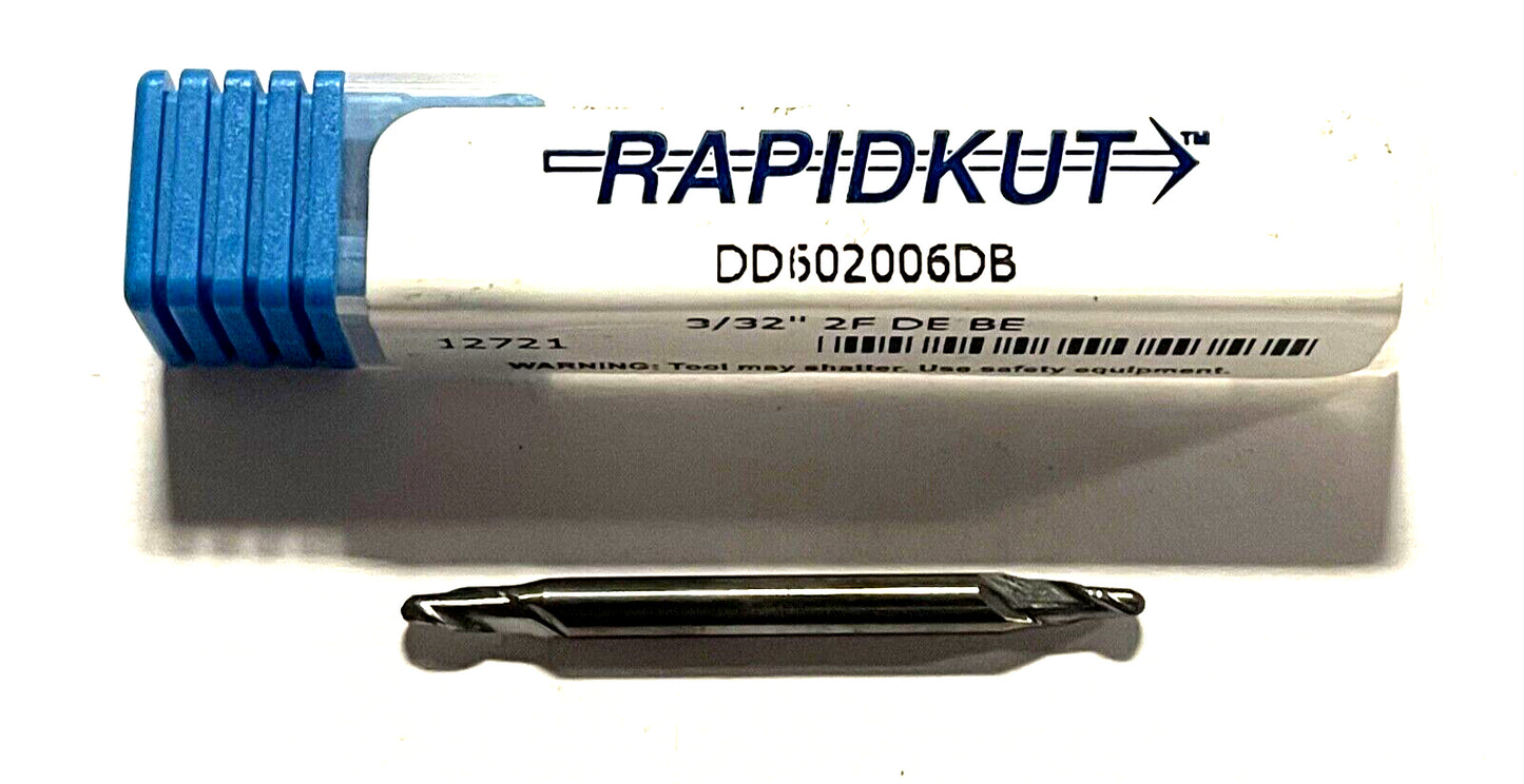 RapidKut 3/32" Carbide Double End Mill Ball Nosed 2 Flute USA Made