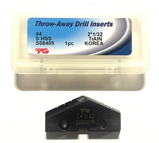 YG 2-1/32" Drill Insert Super HSS TiAlN Coated Series 4