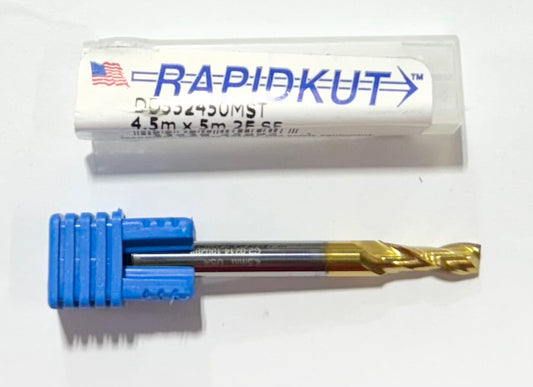 RapidKut 4.5mm Carbide End Mill 2 Flute Tin Coated USA Made