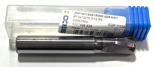 SECO 12mm High Feed Carbide End Mill HXT Coating JHF181120E1R300.0Z4-HXT