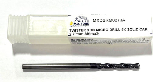 M.A. Ford 2.70mm Solid Carbide Drill 5xD Altima Coating 2FL MXDSRM0270A