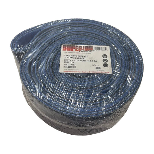 Superior Abrasives 4" x 132" Surface Conditioning Belt Very Fine Low Stretch 3pk