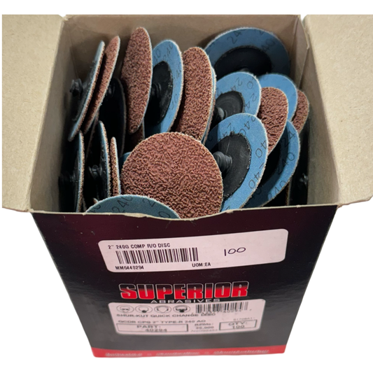 Superior Abrasives 2" Roloc Sanding Discs 240 Grit Aluminum Oxide 100 Pack