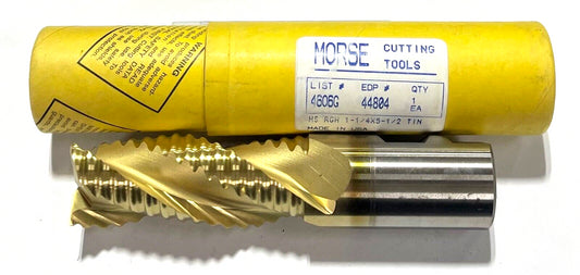 Morse 1-1/4" HSS Roughing End Mill Tin Coating 3 Flute USA Made