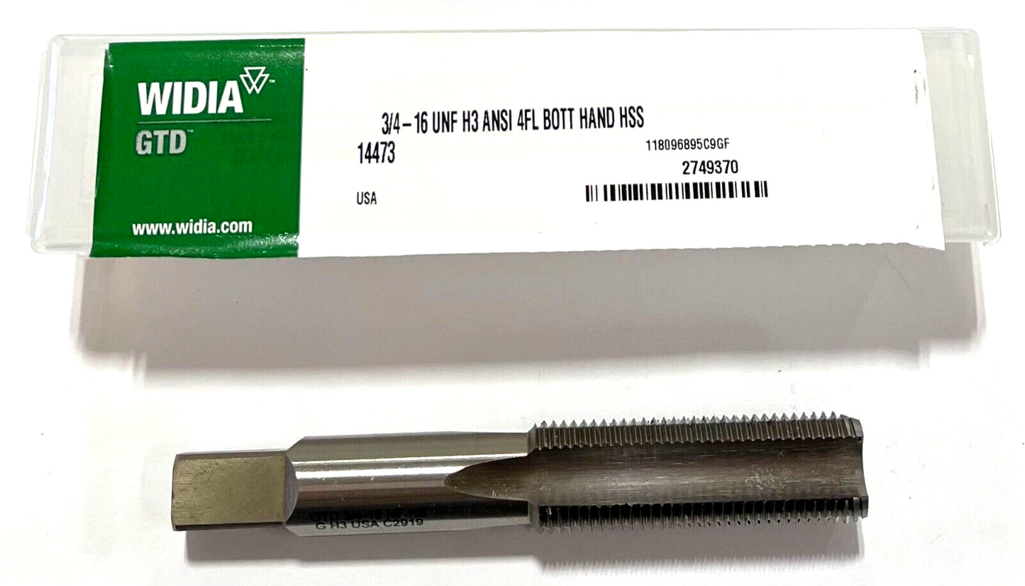 WIDIA 3/4"-16 HSS Hand Tap 4 Flute Bottoming Tap H3 USA Made 2749370