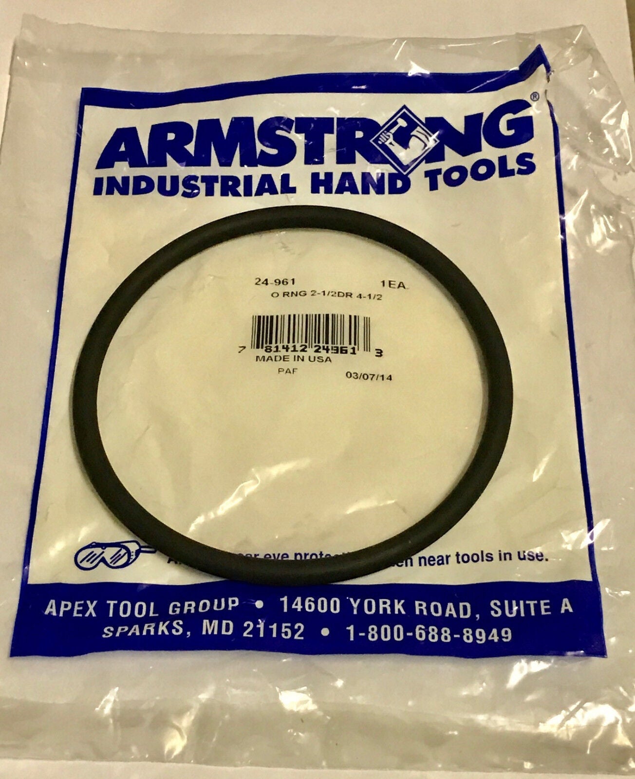 Armstrong O-Ring 2-1/2" Drive 4-1/2" Diameter USA 24-961