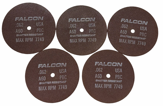 Falcon 7" x .062 x 1/2" Shatter Resistant Type 1 Premium Cut-Off Wheel 5 Pack USA