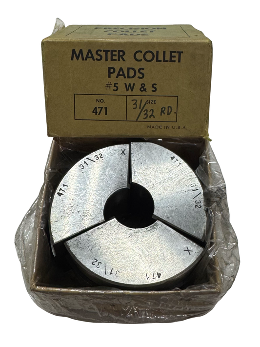 31/32" Round #5 W&S Master Precision Collet Pads USA Made