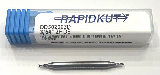 RapidKut 3/64" Carbide Double End Mill 2 Flute USA Made