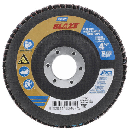 Norton SG Blaze R980P 4-1/2 x 7/8" Conical Flap Disc 40 Grit Ceramic Alumina 10 Pack