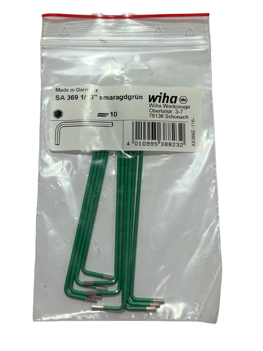 Wiha 1/16" Ball End Hex Extra Long L-Key Green 10 Pack