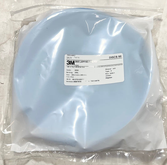 3M 266X 8" PSA Lapping Film Disc 9MIC 3MIL Aluminum Oxide 50 Pack