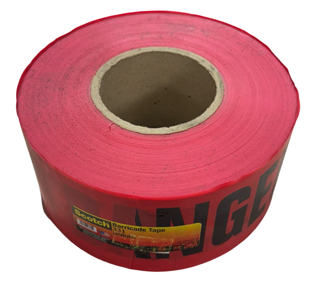 3M 331 Barricade Tape 3" x 1000 ft, 3 mil Thick, Red Danger USA Made