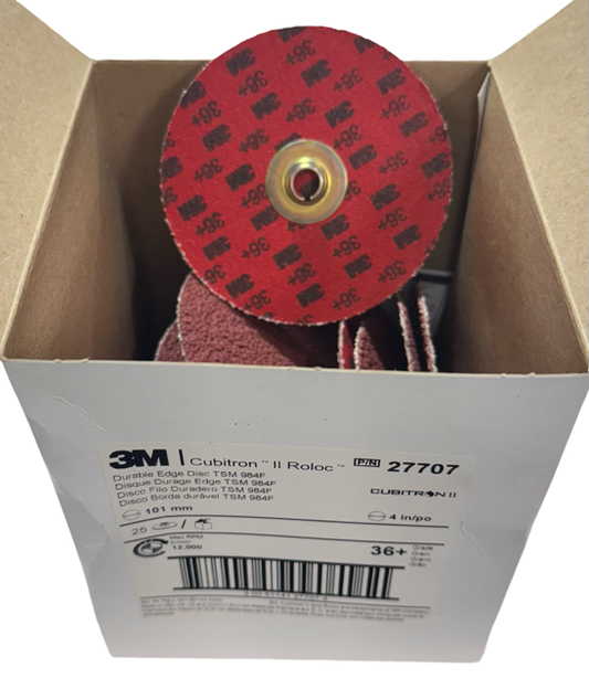 3M 4" Roloc Sanding Discs TSM Style, 36 Grit, Ceramic Aluminum Oxide 25 Pack