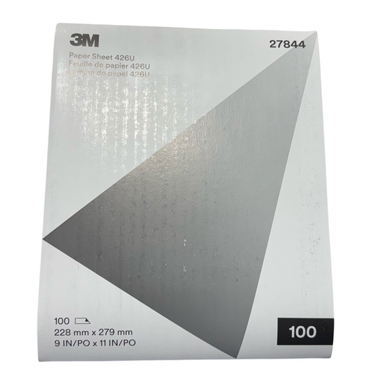 3M 9" x 11" Paper Sanding Sheet 426U A-Weight 100 Grit Silicon Carbide 100 Pack