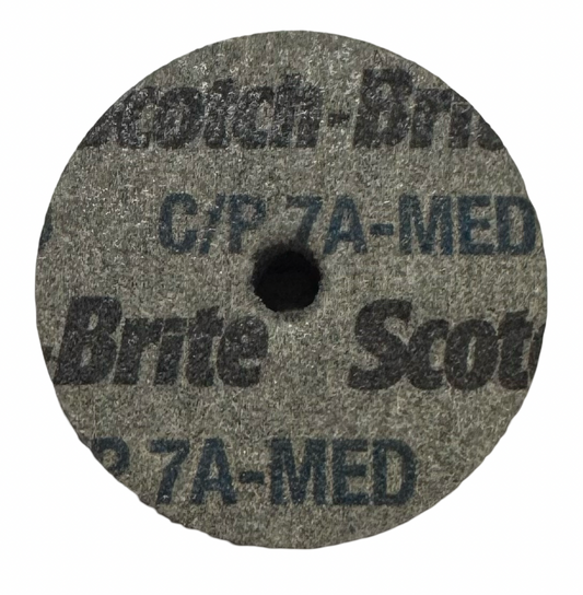 3M Scotch-Brite 2" x 1/2" x 1/4" Cut & Polish Unitized Deburring Wheel Aluminum Oxide Medium