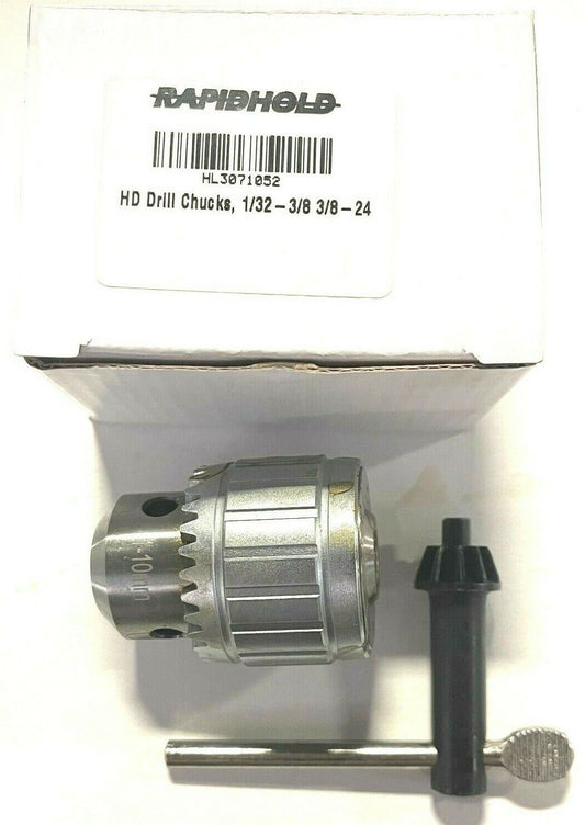 RapidHold 3/8-24 Heavy Duty Drill Chuck Super Ball Bearing Up To 3/8" Capacity