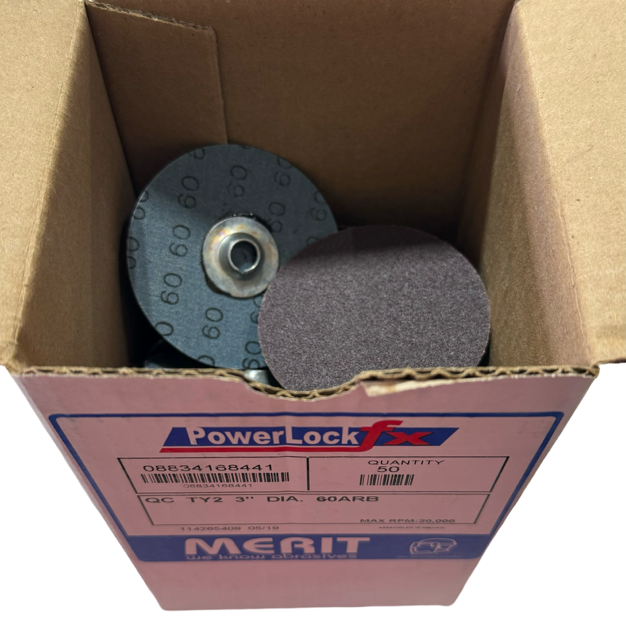 Merit Metalite R228 3" Quick Change Sanding Discs 60 Grit TS/II AO 50 Pack