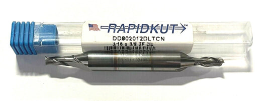 Rapidkut 3/16" Carbide Double End Mill TiCN Coating 2 Flute USA Made