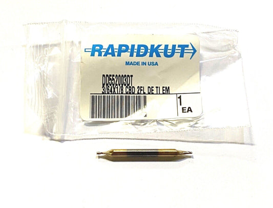 Rapidkut 3/64" Carbide Double End Mill Tin Coated 2 Flute USA Made